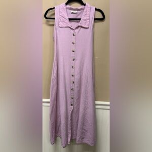 Bombay Paisley Pink Button Front Sleeveless Dress Medium Cottagecore Prairie